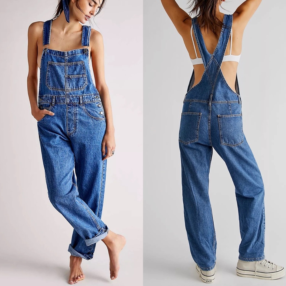 We The Free Blue Denim Overalls